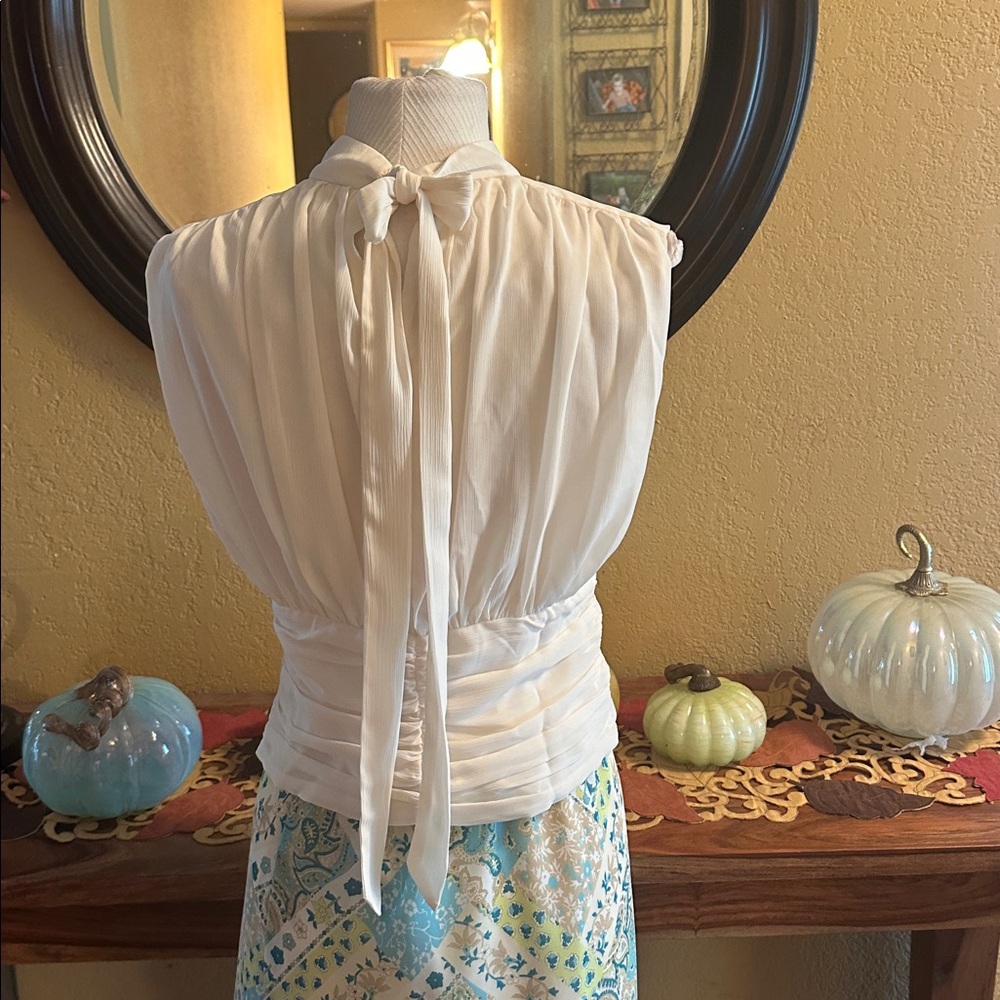 NWT Ivory Pleated Blouse - Picture 8 of 9